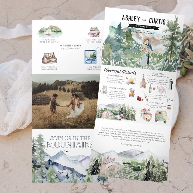 Rustic Mountain Vineyard | Wedding Tri-Fold Invitation (Creator Uploaded)