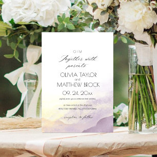 Rustic Mountain Watercolor Purple East Wedding Invitation
