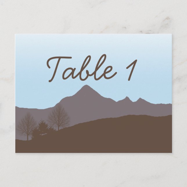 Rustic Mountain Watercolor Table Number Postcard (Front)