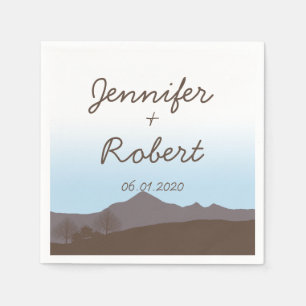 Rustic Mountain Watercolor Wedding Napkin