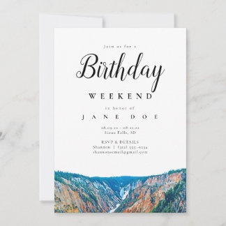 Rustic Mountain Waterfall Birthday Weekend Invitation