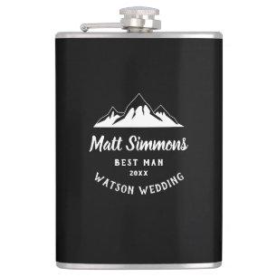 Rustic Mountain Wedding Best Man Gift Modern Cool Hip Flask