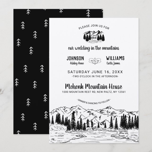 Rustic Mountain Wedding Invitation (Front/Back)