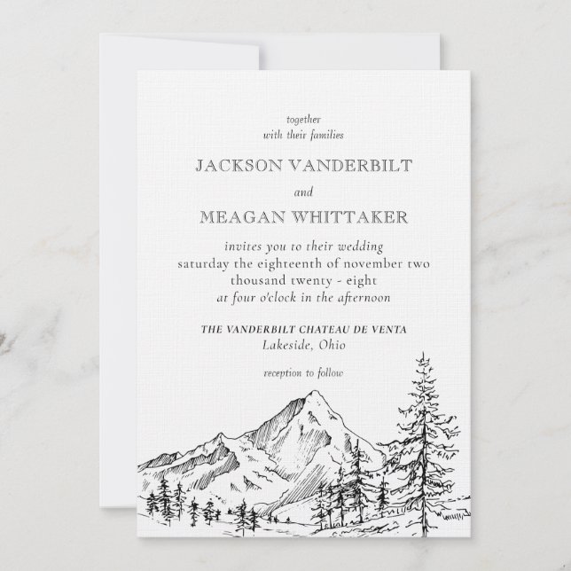 Rustic Mountain Wedding Invitation Template  (Front)
