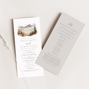 Rustic Mountain Wedding Order of Events Program