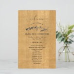 Rustic Mountain Wedding Program<br><div class="desc">Beautiful MOUNTAIN WEDDING program paper sheet design featuring a sketched mountain motif and a big "welcome" in an elegant script as well as the wedding program details on a rustic wood-textured background for you to personalise.</div>