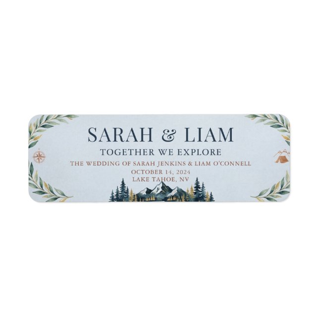 Rustic Mountain Wedding Return Address Label (Front)