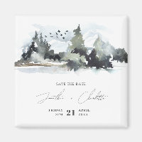 Rustic Mountain Wedding Save the Date Magnet
