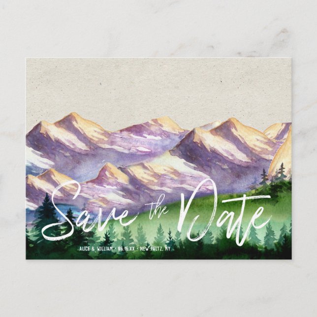 Rustic Mountain Wedding | Save the Date Postcard (Front)