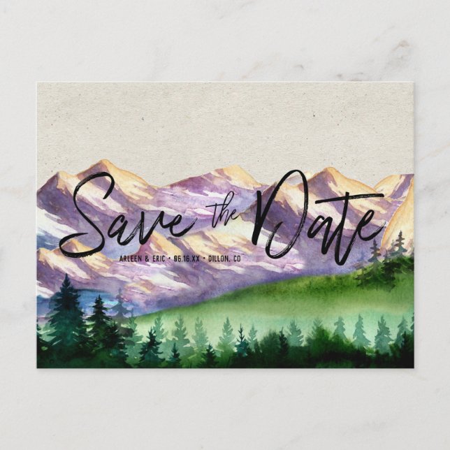 Rustic Mountain Wedding | Save the Date Postcard (Front)