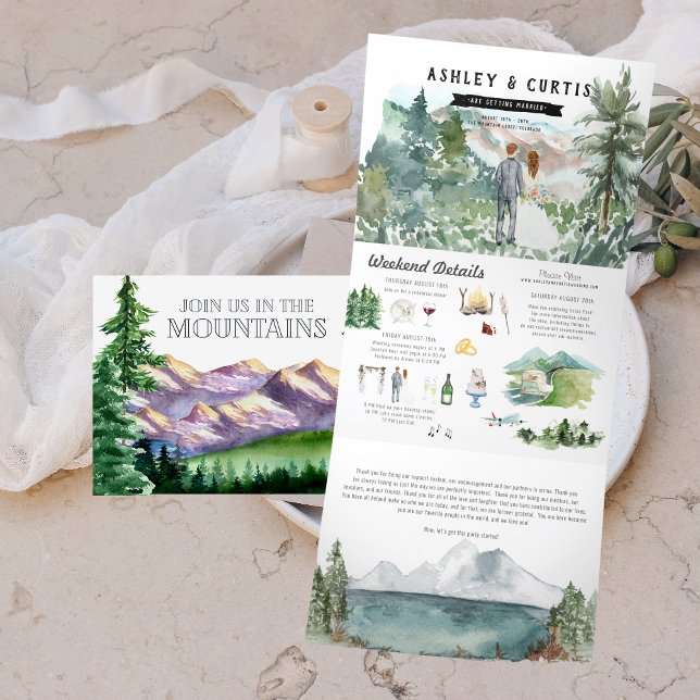 Rustic Mountain Wedding Tri-Fold Invitation (Creator Uploaded)