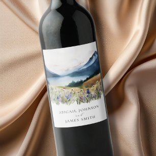 Rustic Mountain Wedding Wine Label