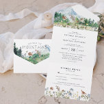 Rustic Mountain Wildflower | Boho Wedding All In One Invitation<br><div class="desc">This wedding invitation features boho watercolor mountains and colourful wildflowers with a simple and minimalistic design. This is the perfect invitation for a spring or fall mountain wedding celebration. This mellow mountain palette with evergreen, and dusty blue definitely feels both elegant and rustic. It’s as boho vintage as it is...</div>