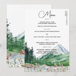 Rustic Mountain Wildflower Boho Wedding Menu
