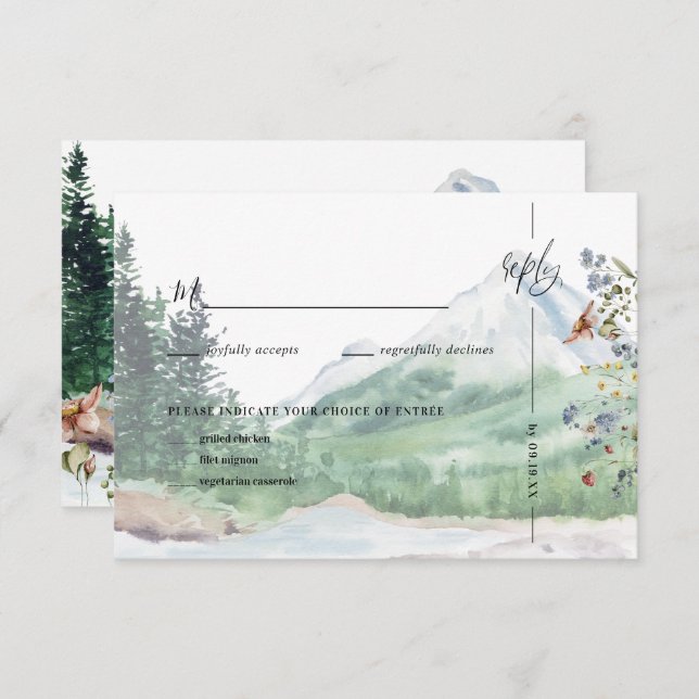 Rustic Mountain Wildflower | Boho Wedding RSVP (Front/Back)