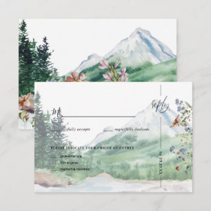 Rustic Mountain Wildflower   Boho Wedding RSVP Card