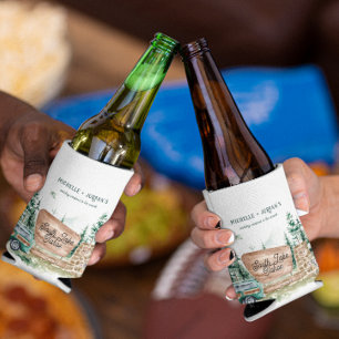 Rustic Mountain Wildflower   National Park Wedding Can Cooler