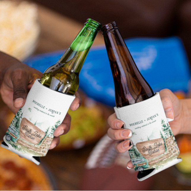 Rustic Mountain Wildflower | National Park Wedding Can Cooler (Creator Uploaded)