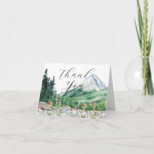 Rustic Mountain Wildflower   Wedding Thank You Card