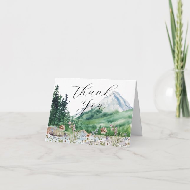 Rustic Mountain Wildflower | Wedding Thank You Card (Front)
