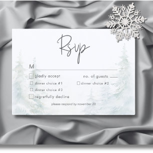 Rustic Mountain Winter Scene Watercolor Dinner RSVP Card