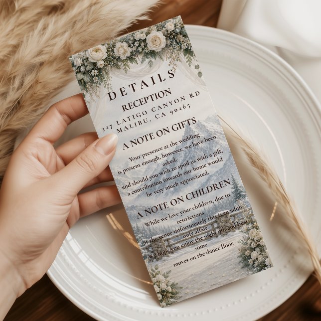 Rustic Mountain Winter Wedding Enclosure Card (Creator Uploaded)