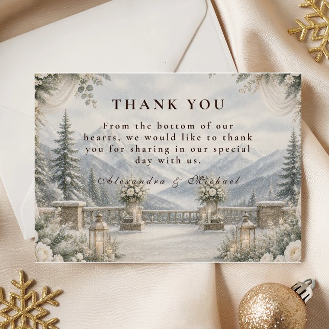 Rustic Mountain Winter Wedding Thank You Card (Creator Uploaded)