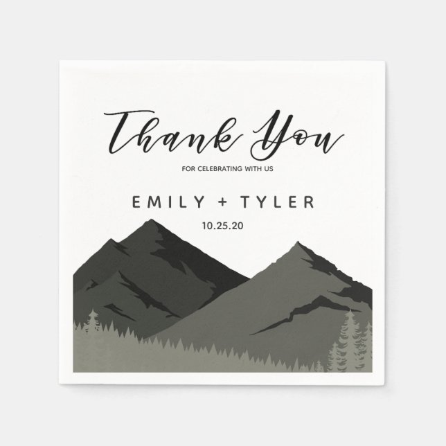 Rustic Mountain Woodland Forest Wedding Custom Napkin (Front)