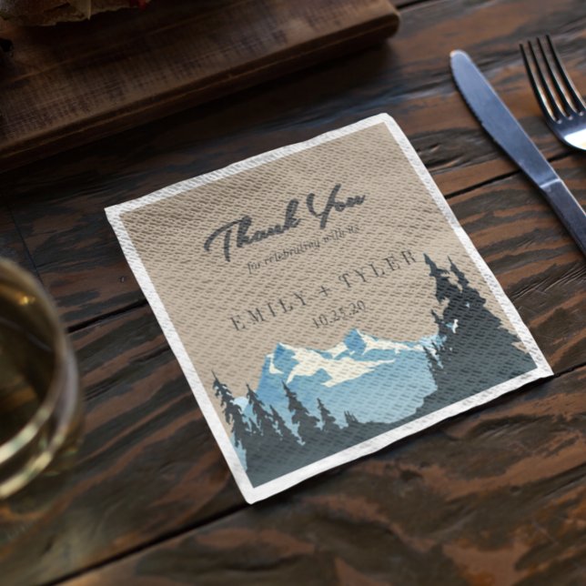 Rustic Mountain Woodland Forest Wedding Custom Napkin (Creator Uploaded)