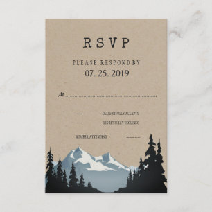 Rustic Mountain Woodland Forest Wedding RSVP Card