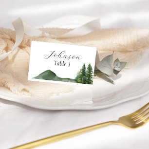 Rustic Mountain Woodland Pine Tree Wedding Table Place Card