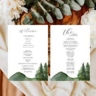 Rustic Mountain Woodland Wedding Program Card