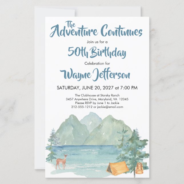 Rustic Mountains Adventure 50th Birthday Budget (Front)