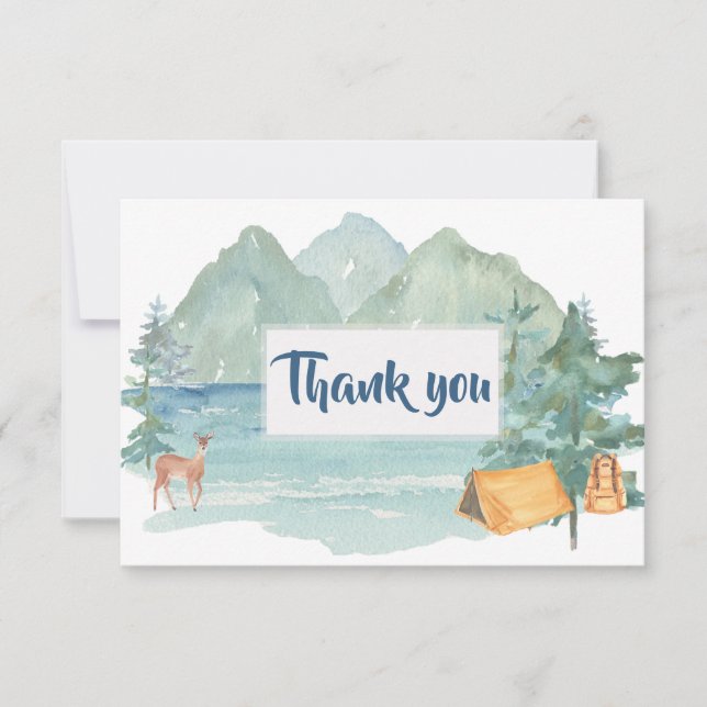 Rustic Mountains Adventure 50th Birthday Thank You (Front)