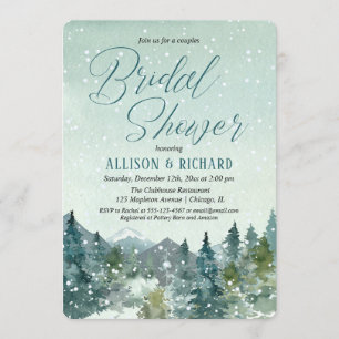 Rustic mountains and snow couples bridal shower invitation