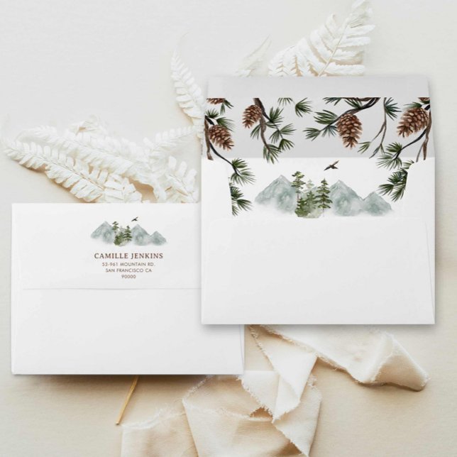 Rustic Mountains Boy Baby Shower Envelope (Oh Baby Mountain Rustic Baby Shower Return Address Envelope)