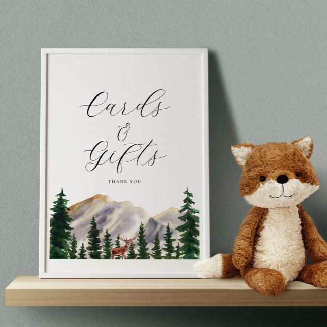 Rustic Mountains Deer Cards and Gifts Sign (Creator Uploaded)