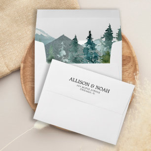 Rustic mountains forest envelopes for 5x7 card