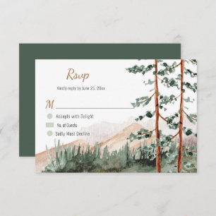 Rustic Mountains Forest Pine Spruce Trees Wedding Invitation