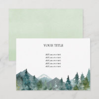 Rustic mountains forest watercolor blank insert