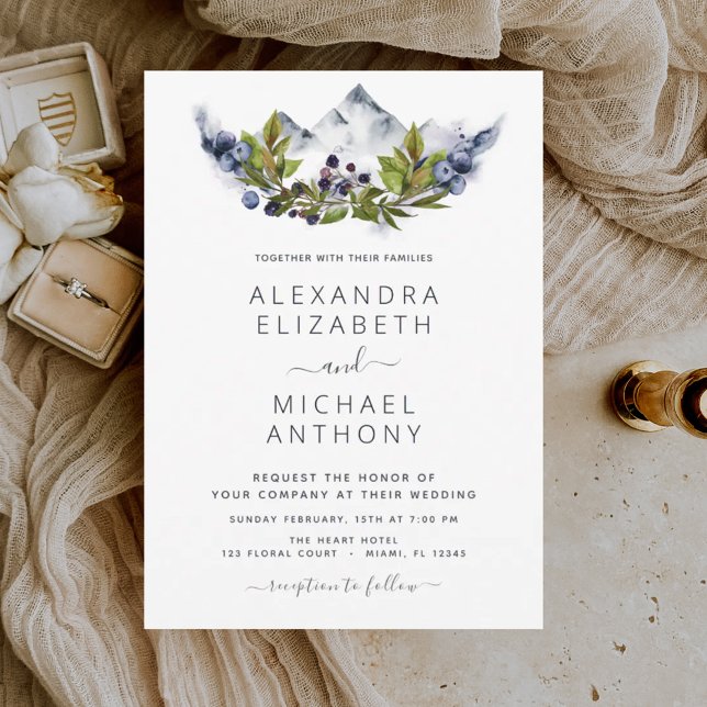 Rustic Mountains Forest Watercolor Wedding Invitation (Creator Uploaded)