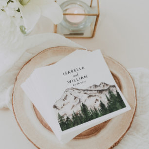 Rustic Mountains Forest Wedding Napkin