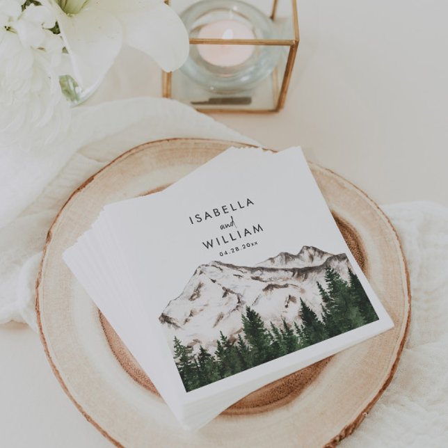 Rustic Mountains Forest Wedding Napkin (Creator Uploaded)