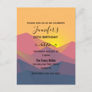 Rustic Mountains Geometric Minimalist Birthday Invitation Postcard