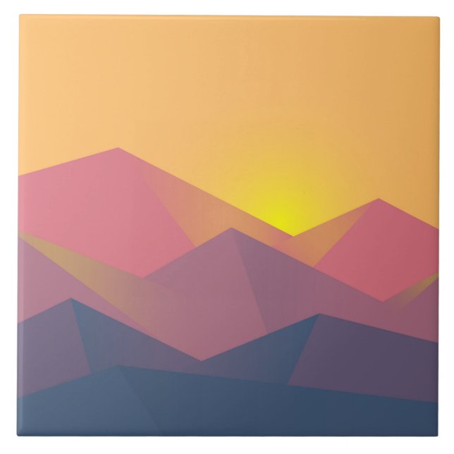 Rustic Mountains Geometric Minimalist Ceramic Tile (Front)