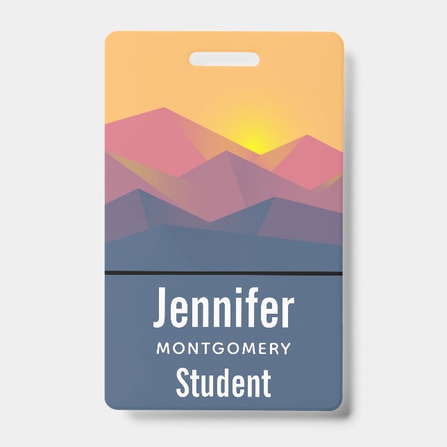 Rustic Mountains Geometric Minimalist ID Badge (Front)