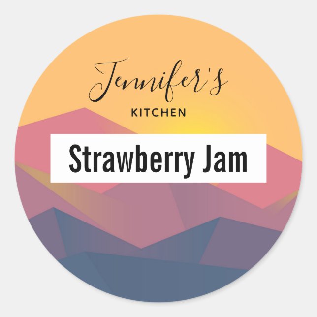 Rustic Mountains Geometric Minimalist Kitchen Classic Round Sticker (Front)