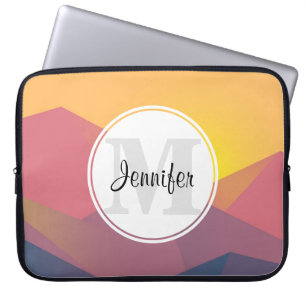 Rustic Mountains Geometric Minimalist Monogram Laptop Sleeve