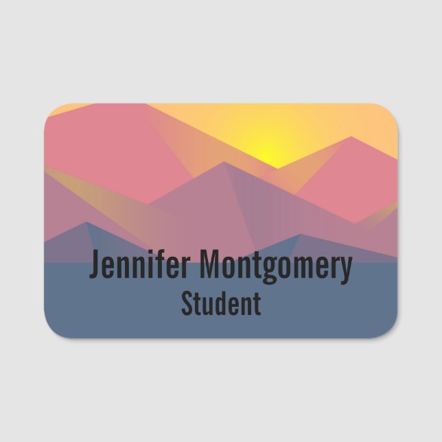 Rustic Mountains Geometric Minimalist Name Tag (Front)