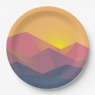 Rustic Mountains Geometric Minimalist Paper Plate